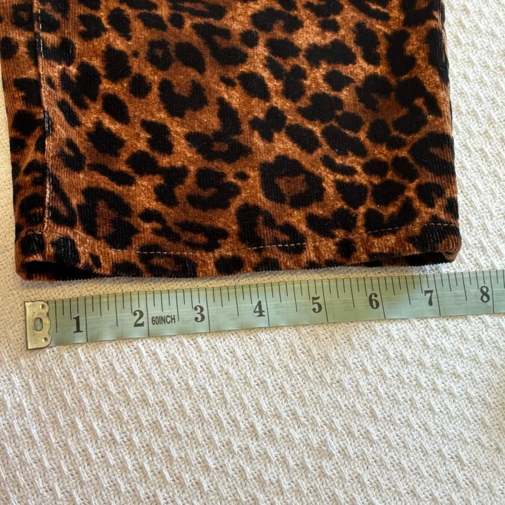 Talbots Straight‎ Leg Corduroy Pant Full Length High Waist Leopard Print 16W NWT